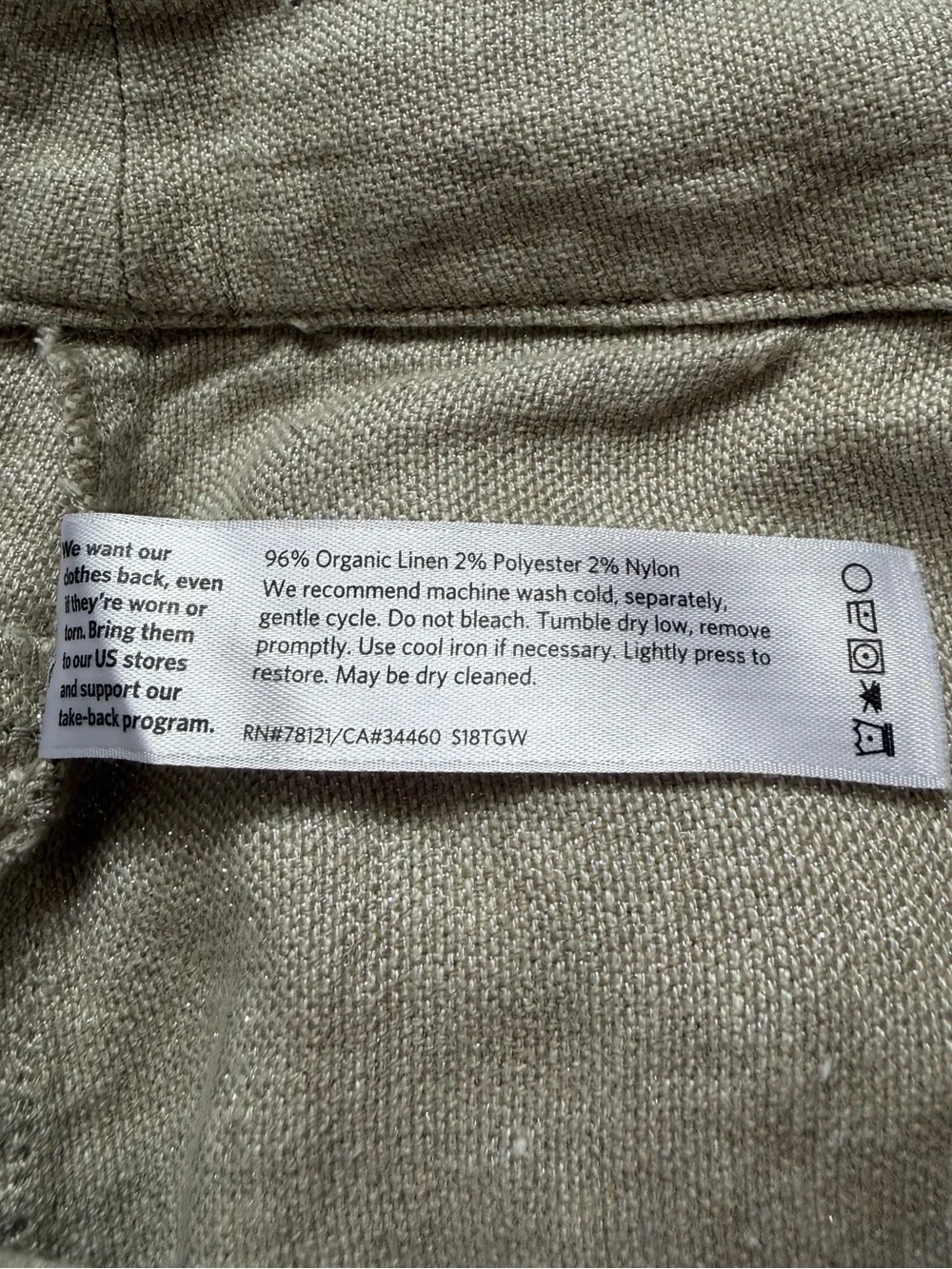 Eileen Fisher Neutral Beige Organic Linen Blend Shimmer Metallic Shorts ~ 8-10